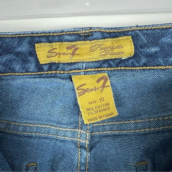 Vintage Y2K Seven7 Flare Wide Leg Jeans Mid Rise Dark Wash Size 10 Boho Hippie - Picture 8 of 13